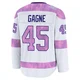 Alex Gagne Colorado Avalanche White ＃45 Youth 2024 Hockey Fights Cancer Practice Premium Jersey