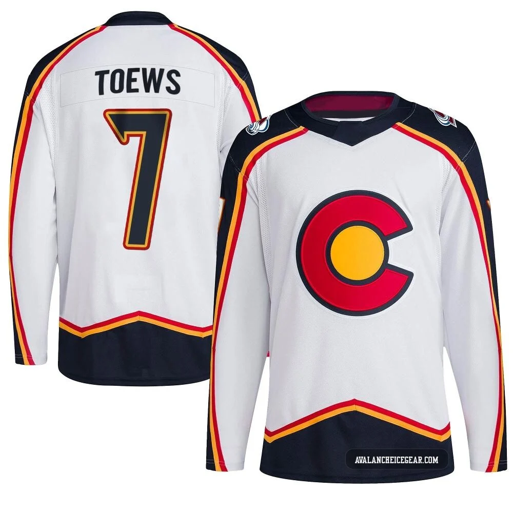 Devon Toews Colorado Avalanche Authentic White ＃7 Youth Reverse Retro 2.0 Jersey
