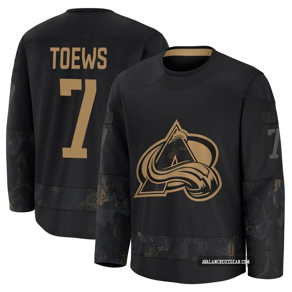 Devon Toews Colorado Avalanche Black ＃7 Men's 2024 Military Appreciation Practice Premium Jersey