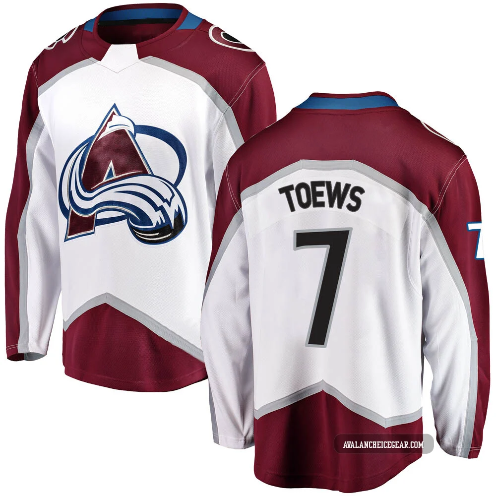 Devon Toews Colorado Avalanche White ＃7 Men's Breakaway Away Jersey
