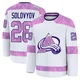 Ilya Solovyov Colorado Avalanche White ＃28 Men's 2024 Hockey Fights Cancer Practice Premium Jersey