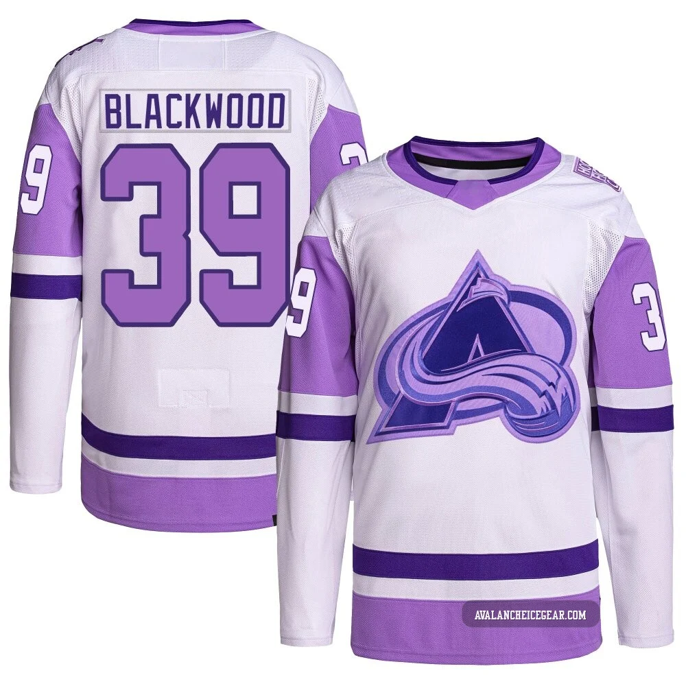 Mackenzie Blackwood Colorado Avalanche Authentic White/Purple ＃39 Youth Hockey Fights Cancer Primegreen Jersey