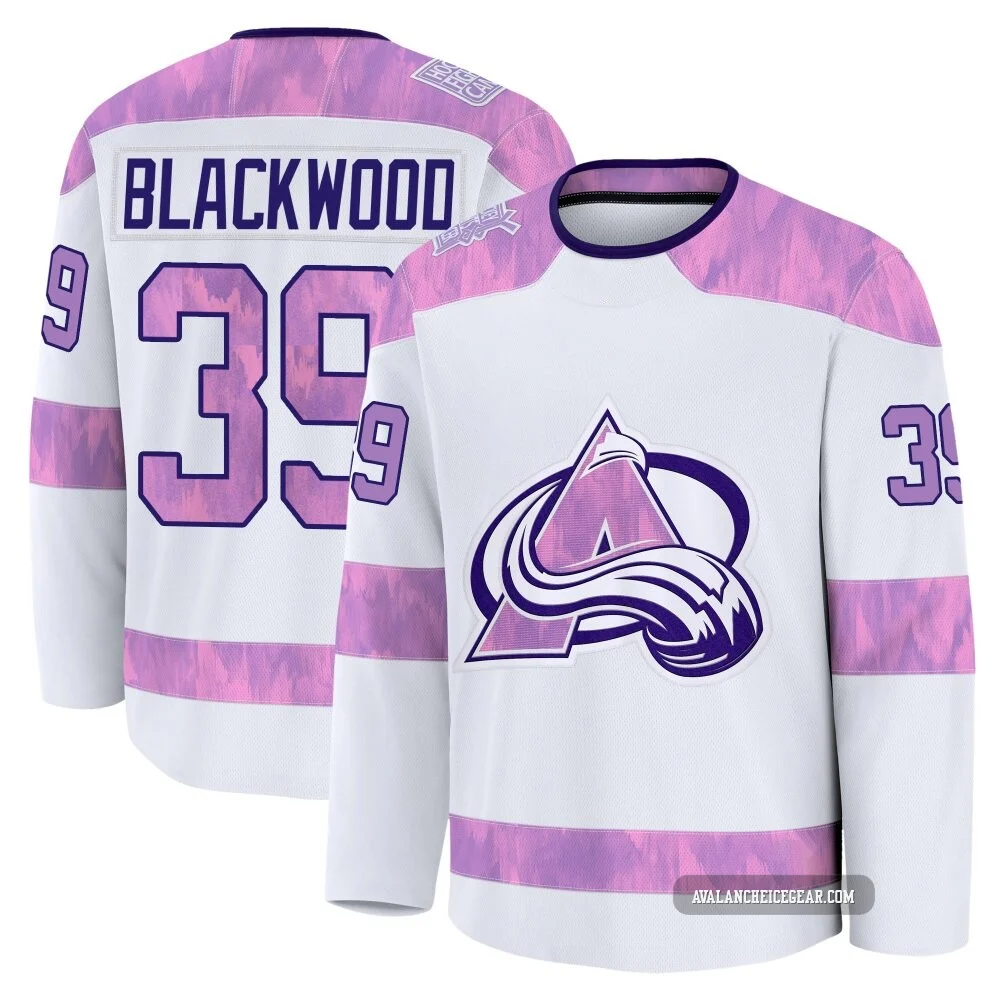 Mackenzie Blackwood Colorado Avalanche White ＃39 Youth 2024 Hockey Fights Cancer Practice Premium Jersey