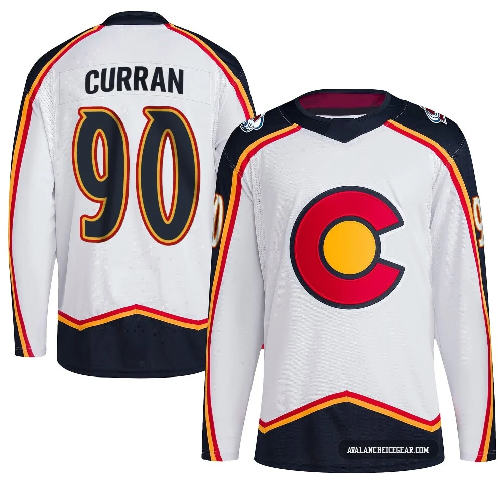 Maxmilian Curran Colorado Avalanche Authentic White ＃90 Youth Reverse Retro 2.0 Jersey