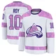 Nicolas Roy Colorado Avalanche White ＃10 Youth 2024 Hockey Fights Cancer Practice Premium Jersey