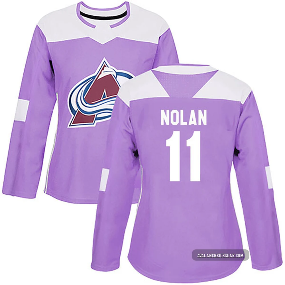 Owen Nolan Colorado Avalanche Authentic Purple ＃11 Women's Fights Cancer Practice Jersey