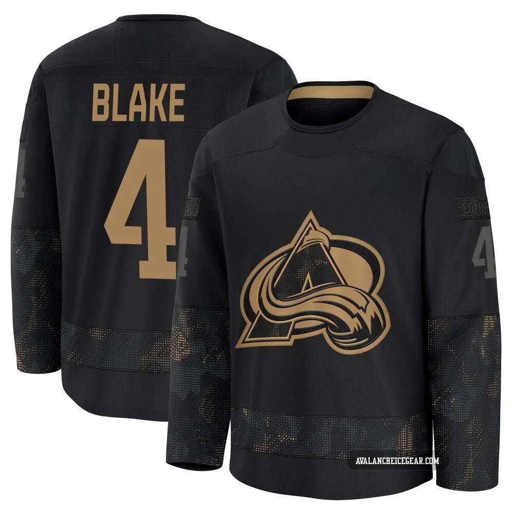 Rob Blake Colorado Avalanche Black ＃4 Youth 2024 Military Appreciation Practice Premium Jersey