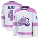 Rob Blake Colorado Avalanche White ＃4 Youth 2024 Hockey Fights Cancer Practice Premium Jersey
