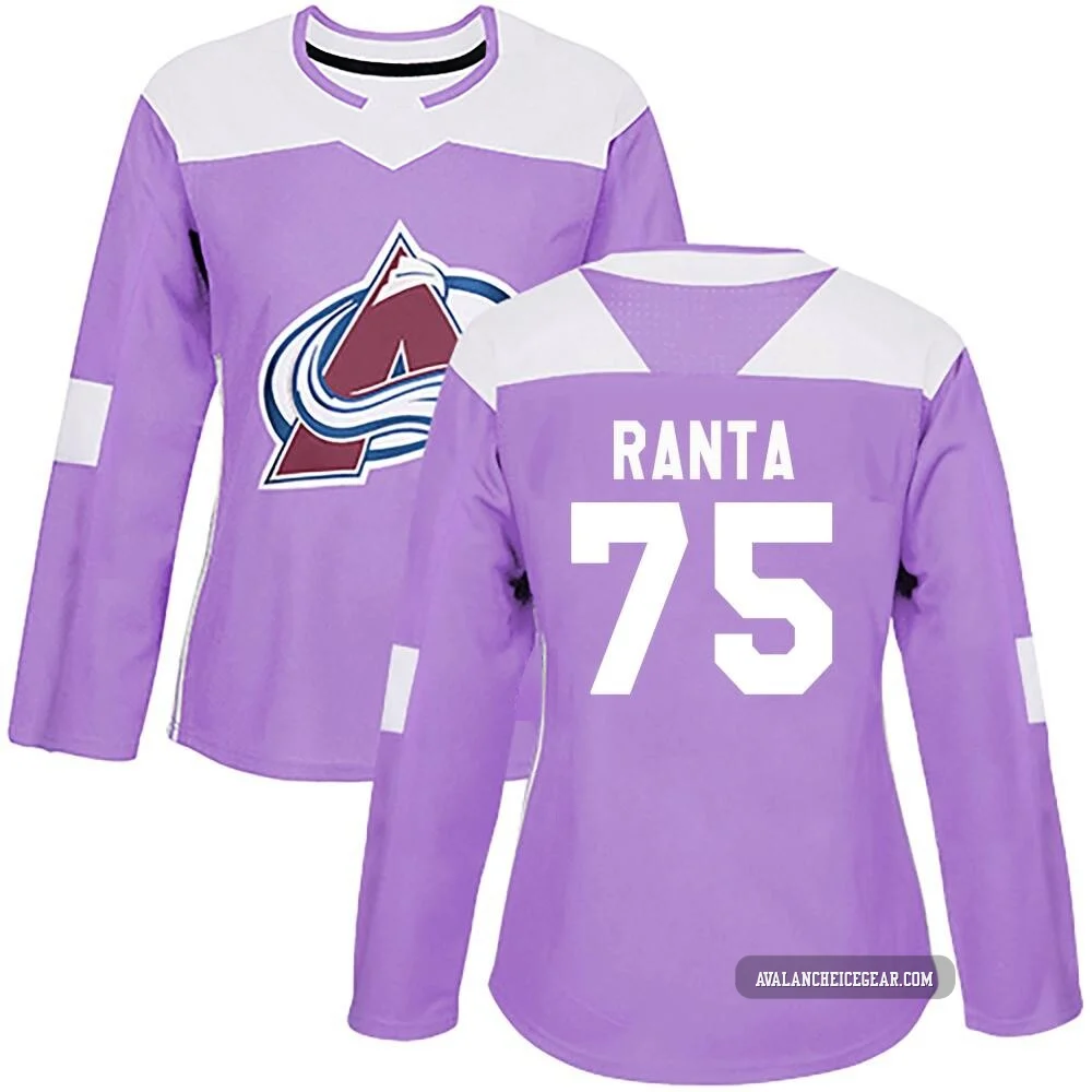 Sampo Ranta Colorado Avalanche Authentic Purple ＃75 Women's Fights Cancer Practice Jersey
