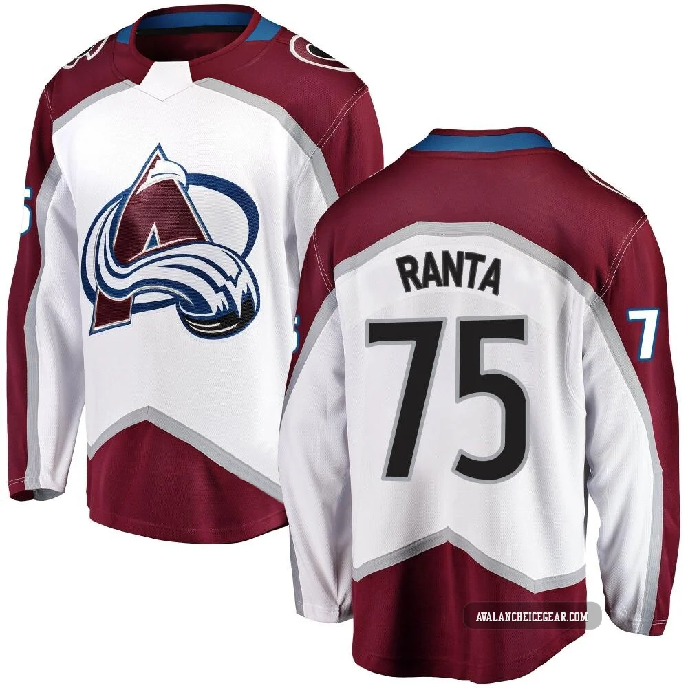 Sampo Ranta Colorado Avalanche White ＃75 Men's Breakaway Away Jersey