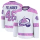 Tye Felhaber Colorado Avalanche White ＃48 Men's 2024 Hockey Fights Cancer Practice Premium Jersey