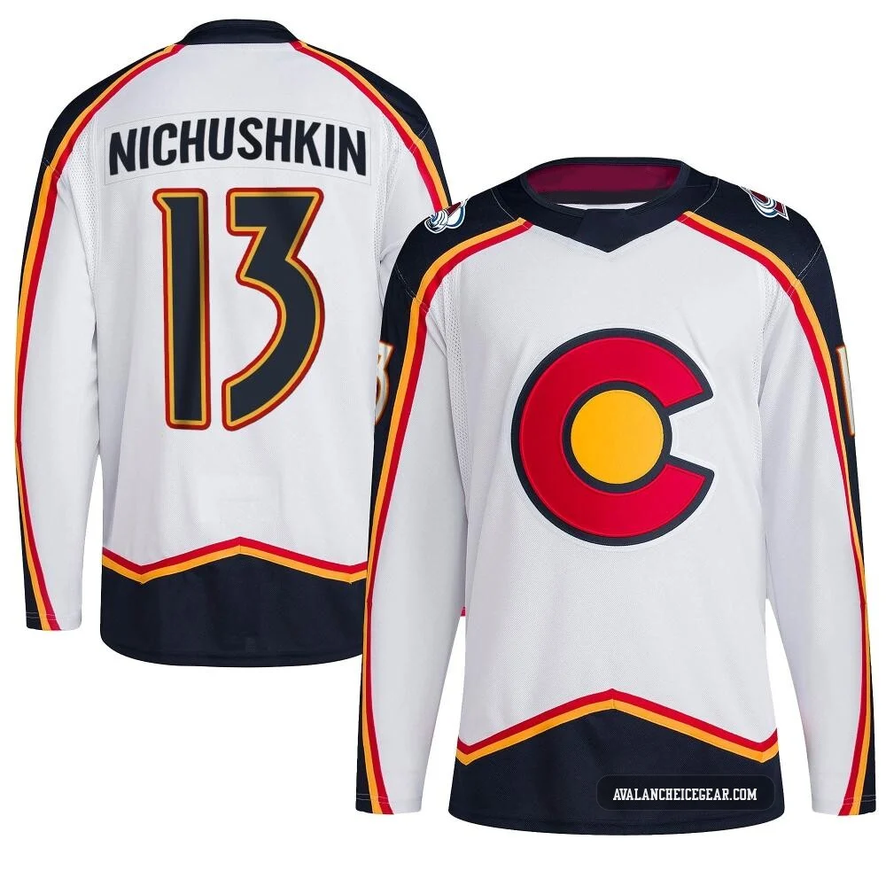 Valeri Nichushkin Colorado Avalanche Authentic White ＃13 Men's Reverse Retro 2.0 Jersey