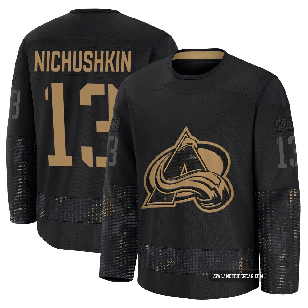 Valeri Nichushkin Colorado Avalanche Black ＃13 Youth 2024 Military Appreciation Practice Premium Jersey